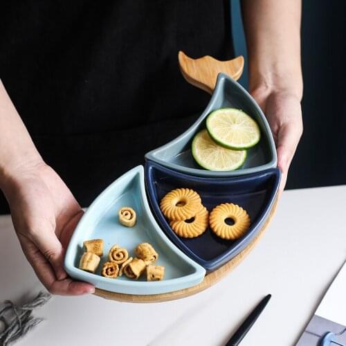 Ceramic Fish Shaped Snack Artificial Fruit Snack Dish Restaurant Party Snack Candy Office Nuts Kitchen Tool