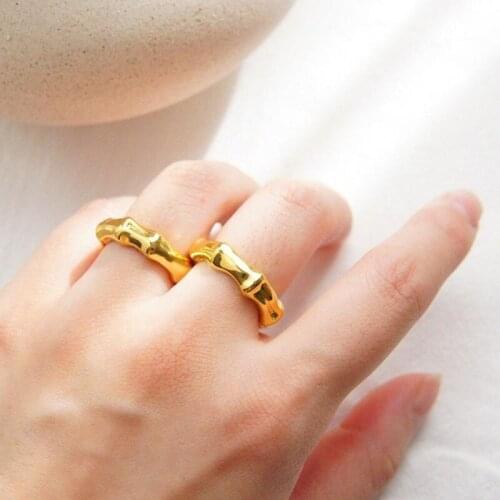 Bamboo rings for women stainless steel gold stackable rings minimalist trendy women jewelry 2021 wholesale items dainty
