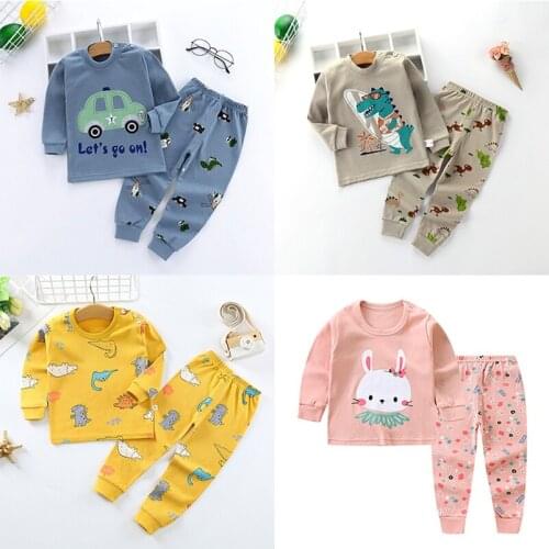 Children Long Johns Clothing Set Cartoon Letter Kids Boy Underwear Outfits Spring Fall Teenage Girls Clothing Baby Tracksuit