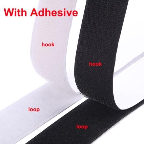 1Meter/pair Self adhesive Hook and Loop Fastener Tape Magic tape Nylon sticker Adhesive Strap Loop Disks black white 16-110mm