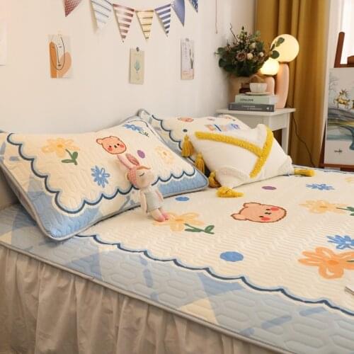 Summer Little Fresh Small Flower Bear Washable Foldable Latex Three-Piece Set of Summer Sleeping Mat Fabric Cooling Mattress
