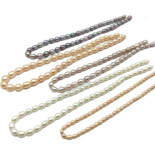 MADALENA SARARA 6-7mm Rice Shape Freshwater Pearl Strand DIY Women Necklace Jewelry Making 18"