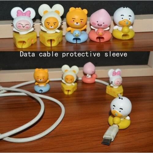 Cute Bite Cartoon Cable Protector For iPhone X Accessories Cable Organizer Data USB Winder Cartoon Universal Cord Protection