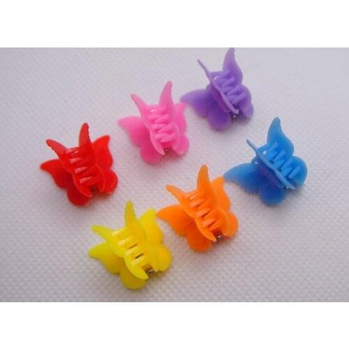 50 Mixed Color Plastic Butterfly Mini Hair Claw Clips Clamp for Kids