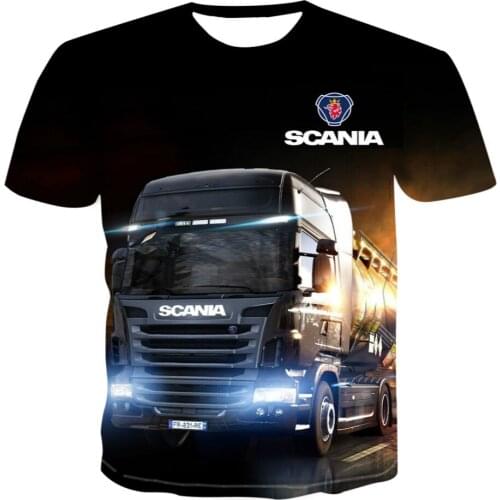 Mens T-shirt Ladies O-neck short-sleeved casual three-way 3D heavy truck three-dimensional Harajuku novelty polyester material