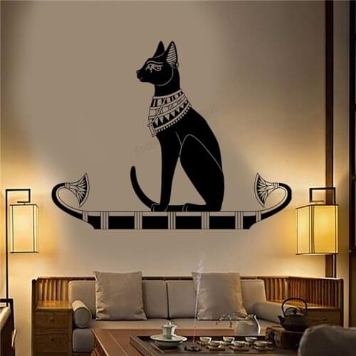 Wall Decoration Animal Bedroom Decor Ancient Egypt Egyptian Cat Poster Vinyl Art Removeable Mural Beauty Ornament LY309