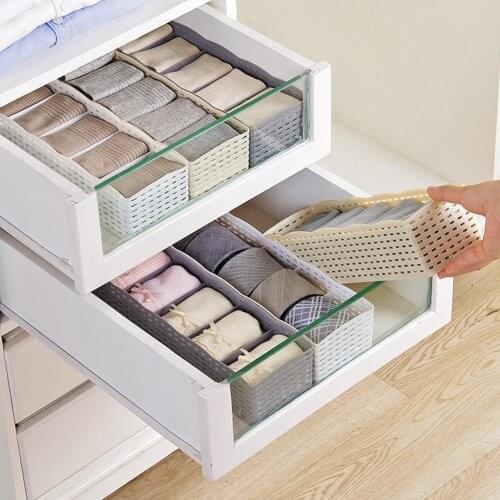 New 5 Grids Socks Underwear Storage Basket Wardrobe Organizer Box Towel Container Organizer For Clothes Drawer Separators Box