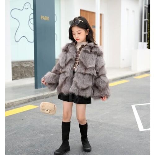 New girls Genuine real natural fox fur coat child fashion fur jacket kids warm winter outwear
