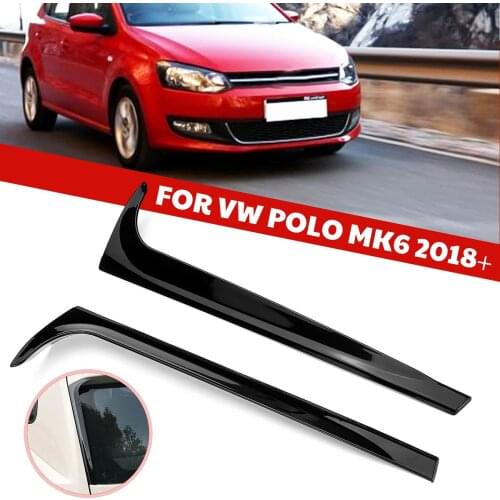 A Pair Gloss Black Rear Window Side Spoilers Glossy Canard Canards Splitter For VW Polo MK6 2018+/MK5 2011-2017 Car Styling