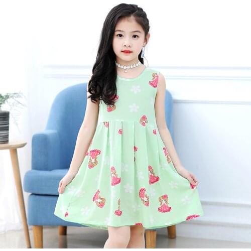 Cartoon Printing Princess Dress Toddler Kids Baby Girls Summer Dress Sleeveless Casual Tank Dress 2021 Children Clothing Outfit