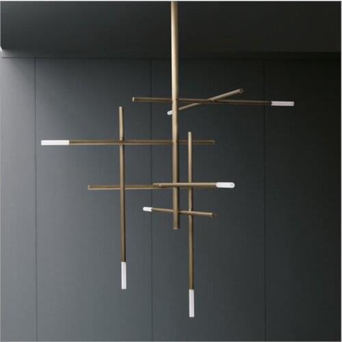 All copper post-modern minimalist chandelier designer villa office living room bedroom personality luxury chandelier led