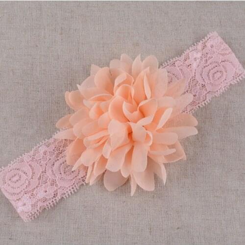 Baby Girl Hair Lead Act Role of Hair Band Color Stretch Lace Chiffon Flowers Baby Head with Hair Ties Baby Lovely Bebe Fillle