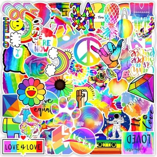 25/50PCS Rainbow Doodle Sticker For Fridge Computer Notebook Phone HelmetCup Luggage Toy Motorcycle Car Decoration Waterproof