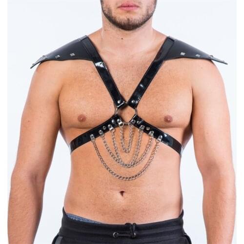 Sexual Leather Chest Harness Men Feisth Gay Clothing BDSM Body Bondage Shoulder Harness Belts Strap Rave Gay Costumes for Sex
