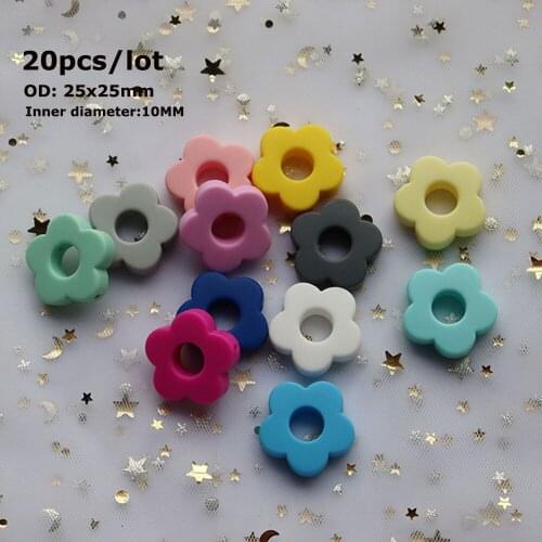 20Pcs Hollow Perle Silicone Beads Flower Siliconen Bralen Mordedor Bead Baby Teething Necklace Toys DIY BPA Free Baby Products
