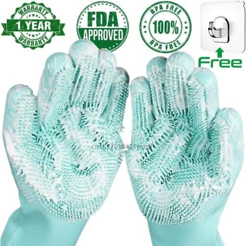 Kitchen Silicone Cleaning Gloves Magic Dish Washing Gloves For Household Kitchen Silicone Scrubber Rubber Dishwashing Gloves