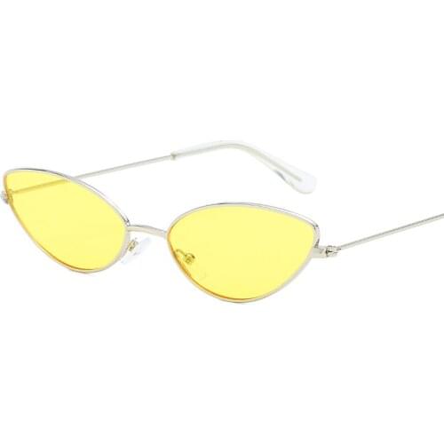 Brand Designer Small Cat Eye Sunglasses Women Men Clear Color Lenses Unisex Ellipse Sun Glasses for Women Female UV400
