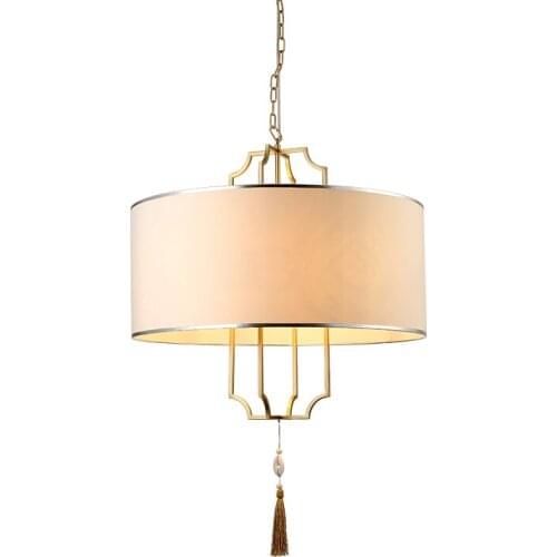 Modern European Copper LED pendant lights fabric lampshade 5W warm white/pure white E14 LED lamp American style free shipping