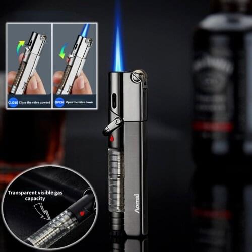 2021 Strip Torch Jet Lighter Windproof Gas Window Metal Lighter Inflatable Butane 1300 C Cigarette Cigar Lighter Gadgets For Men