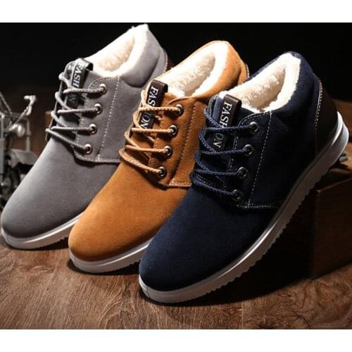 Super Warm Mens Winter Pu Leather Ankle Boots Men Autumn Waterproof Snow Boots Leisure Martin Winter Boots Mens Shoes