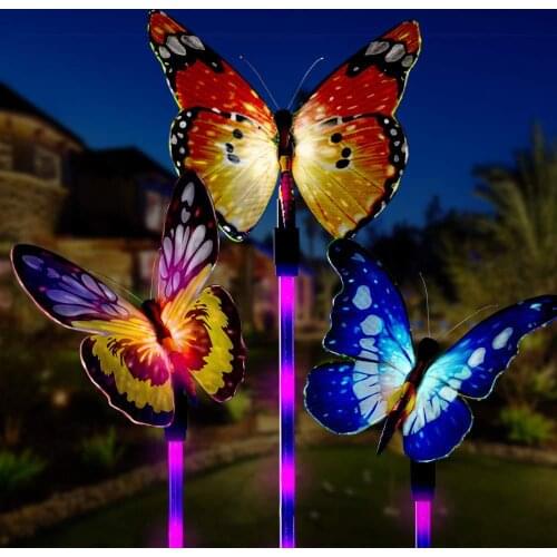 LED Solar Fiber Optic Butterfly Light Outdoor Garden Lawn Landscape Decorative Light solar lights for garden decoration