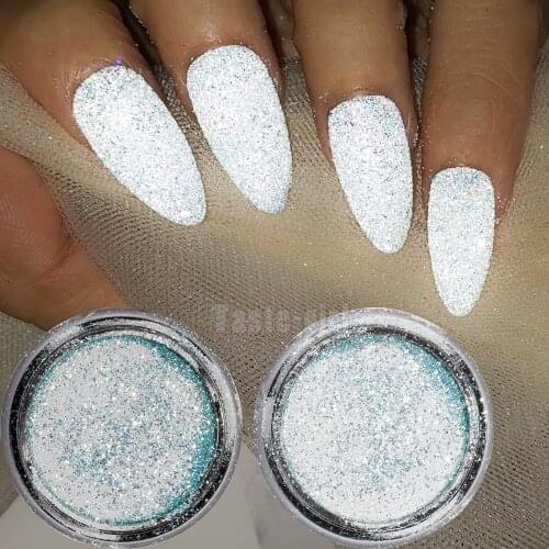 1Box Reflective Nail Glitter Powder Shiny Dust Glow In The Dark For Bar Disco Sparkling Pigment Fluorescent Nail Art Decorations