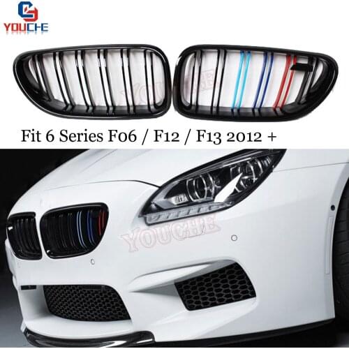 M6 Style Three M Color Kidney Grille Mesh For BMW 6 Series F06 F12 F13 2012 -2018 640i 650i M6 Gran Coupe Convertible