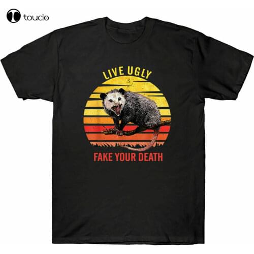 Live Ugly Fake Your Death Opossum Vintage Funny Gift Tee MenS Cotton T-Shirt