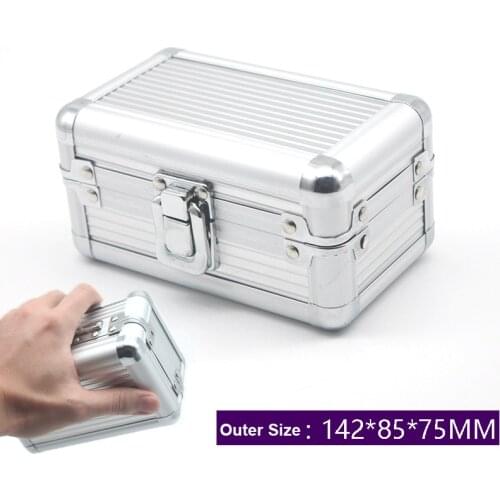Aluminum Alloy Toolbox Suitcase Instrument Box Equipment File Box Cosmetic Case Aluminum Case Tool Box with Sponge 142*85*75mm