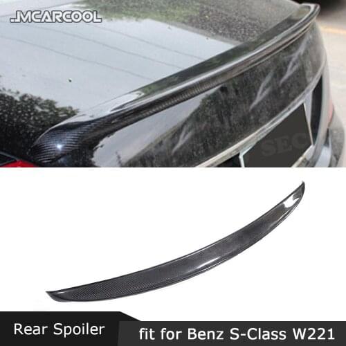 For W221 Carbon Fiber Rear Spoiler for Mercedes Benz S Class W221 4 Door S400 S500 S600 S63 AMG 2005-2013 Boot Trunk wings