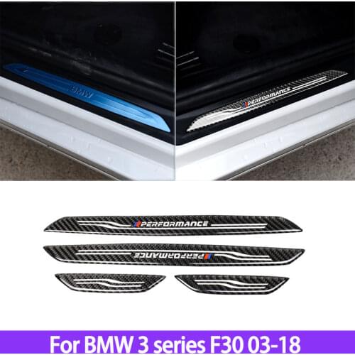 For BMW 3 Series F30 03-18 Door Sill Scuff Plate Guards Protector Carbon Fiber Stickers Cover Trim Car Accessores