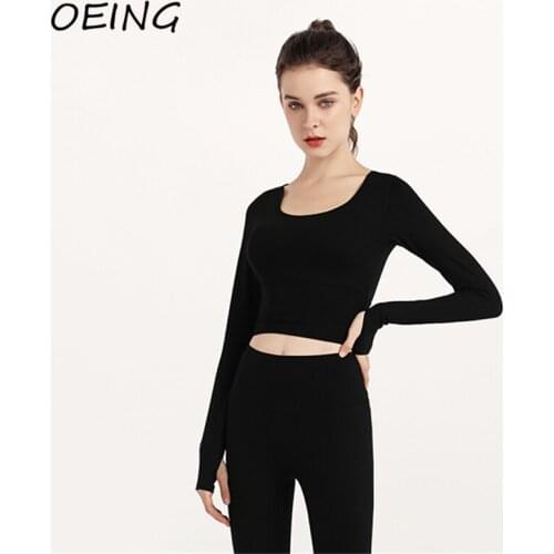 Long Sleeve Shirt Women Yoga Tops Open Back Dry Fit Work Out Sport Crop Top