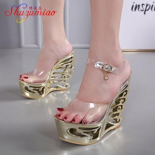 Shoes Women Heterotypic Heel Buckle Strap Sexy Strange Style Heel Summer Female Shoes Retro Novelty Sandals High Heels 14cm Shoe