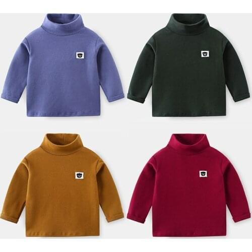 Toddler Boys Winter Clothes Kids Cotton Long Sleeve Tshirt Casual Turtleneck Soft Warm Bottoming Shirt for Boy Baby Thick Tshirt