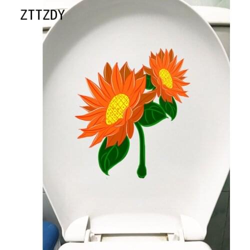 ZTTZDY 18.3*20.7CM Sunflower Cartoon Wall Decall Home Bedroom Decor Toilet Seat Sticker T2-0157