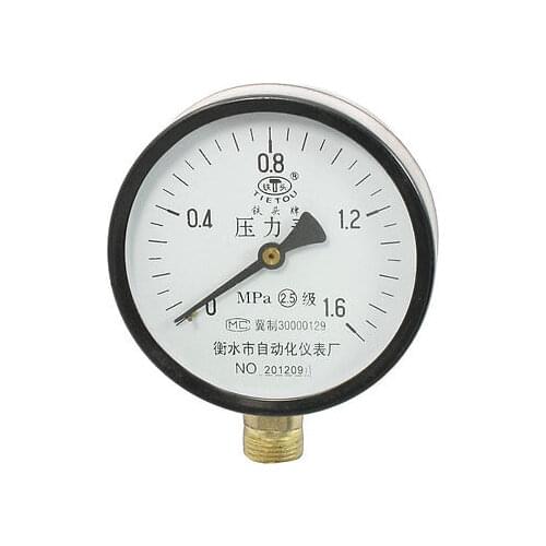 1.6Mpa Pressure Intensity M20*1.5 Thread Connector Round Dial Water Gauge