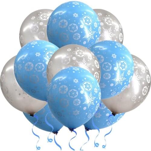 10/20/50pcs Snowflake Latex Balloons 12inch Cartoon Blue Silver Balloon Wedding Christmas Party Decoration Kids Air Balls Globos
