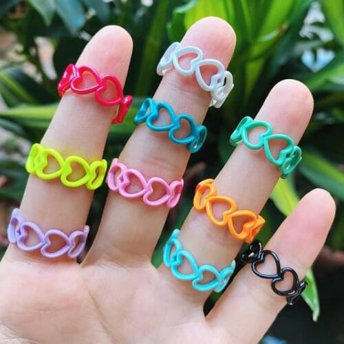 10Piece Sumer color Rings Enamel heart shape rings jewelry rings accessories jewelys jewelry party ring Enamel rings51753