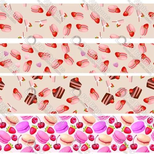 16-75MM Cartoon Macaron Printed Grosgrain&Sati&16MM Foe Ribbon DIY Handmade Materials Christmas Wedding Gift Wrap Tape 50yards
