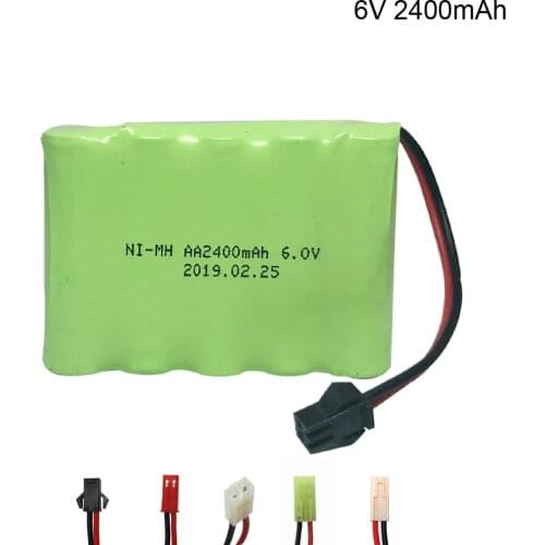 6v 2400mah AA NI-MH Battery with SM plug high capacity electric toy battery for remote car ship robot toy parts free shipping