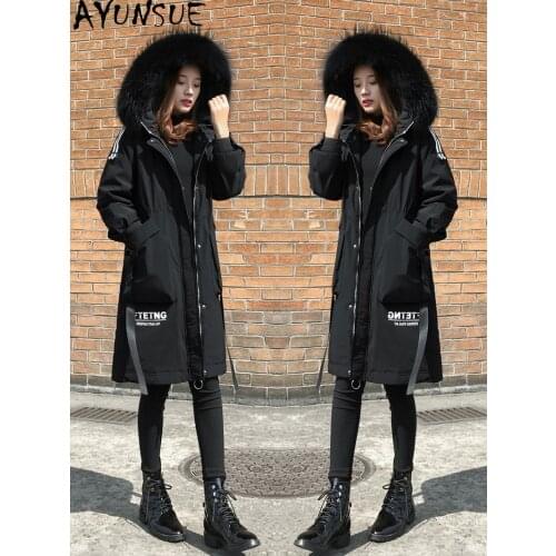 AYUNSUE Winter Jacket Women 2021 Hooded Black Coat Female Long Parkas Womens Korean Style Jackets Casual Casaco Feminino Gxy67