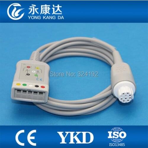 Free shipping For Datex-ohmeda LL style 5-lead ECG trunk cable,2.4m