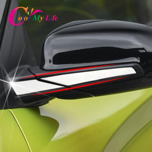 Color My Life 4Pcs/Set Car Rearview Mirror Cover Strips Sequins Trim Fit for Hyundai Kona Kauai 2017 - 2021 Accessories