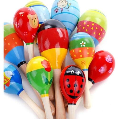 Baby Colorful Wooden Ball Toy Sand Hammer Rattle Musical Instrument Percussion Kid Infant Exercise Auditory Bell for Children