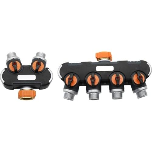 3/4" Male/Female thread 2-way/4-way Water Hose Splitters with Valve Garden Irrigation Agriculture Faucet Accessories 1 Pc