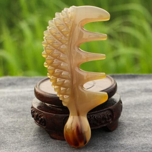 Five Teeth Horn Comb Head Meridians Dredge Scalp Massage Body Scraping Tool Anti-Static Gua Sha Scraper Wide Tooth Massage Comb