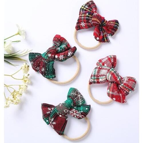 Cute Baby Girls Headband Knitted Bow Nylon Headbands Christmas Hairbands For Children Girls Hair Band Newborn Haar Accessories