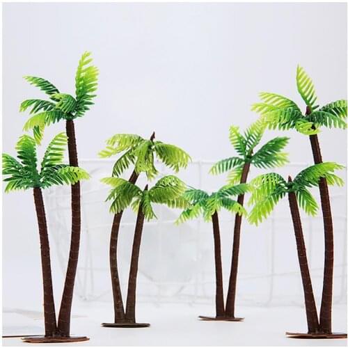 13CM Mini Artificial Coconut Tree Plastic Coconut Tree Wedding Party Cake Decor Tool Aquarium Plants Model Ornaments