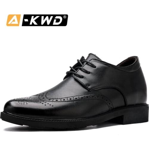 Fashion Black Bullock Men Wedding Shoes Mens Dress Shoes Dekabr Lace-up Loafer Shoes Men Height Increase 4/6/8cm Men Shoe 37-44