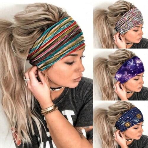 Fashion Women Girls Summer Bohemian Hair Bands Print Headbands Sun Star Cross Bandanas HairBands Hair Accessories